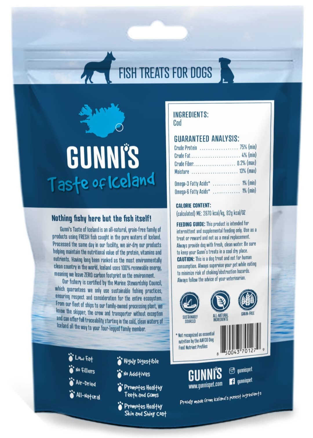 Gunni's Taste of Iceland Cod Skin Shorties 2.5 oz