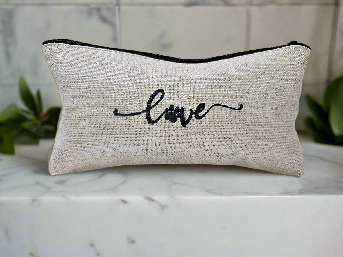 Linen Make Up Bag " A Girl with a Dog "
