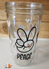 Frugal Mutts 'Peace Love Dogs' Mason Jar Style Glass with Acacia Lid & Boba Style Straw 22 oz