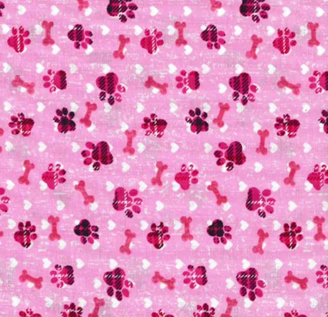 Mutts & Mittens Pink Flat Bed for Dogs | Pink Paws Cotton | 16x23