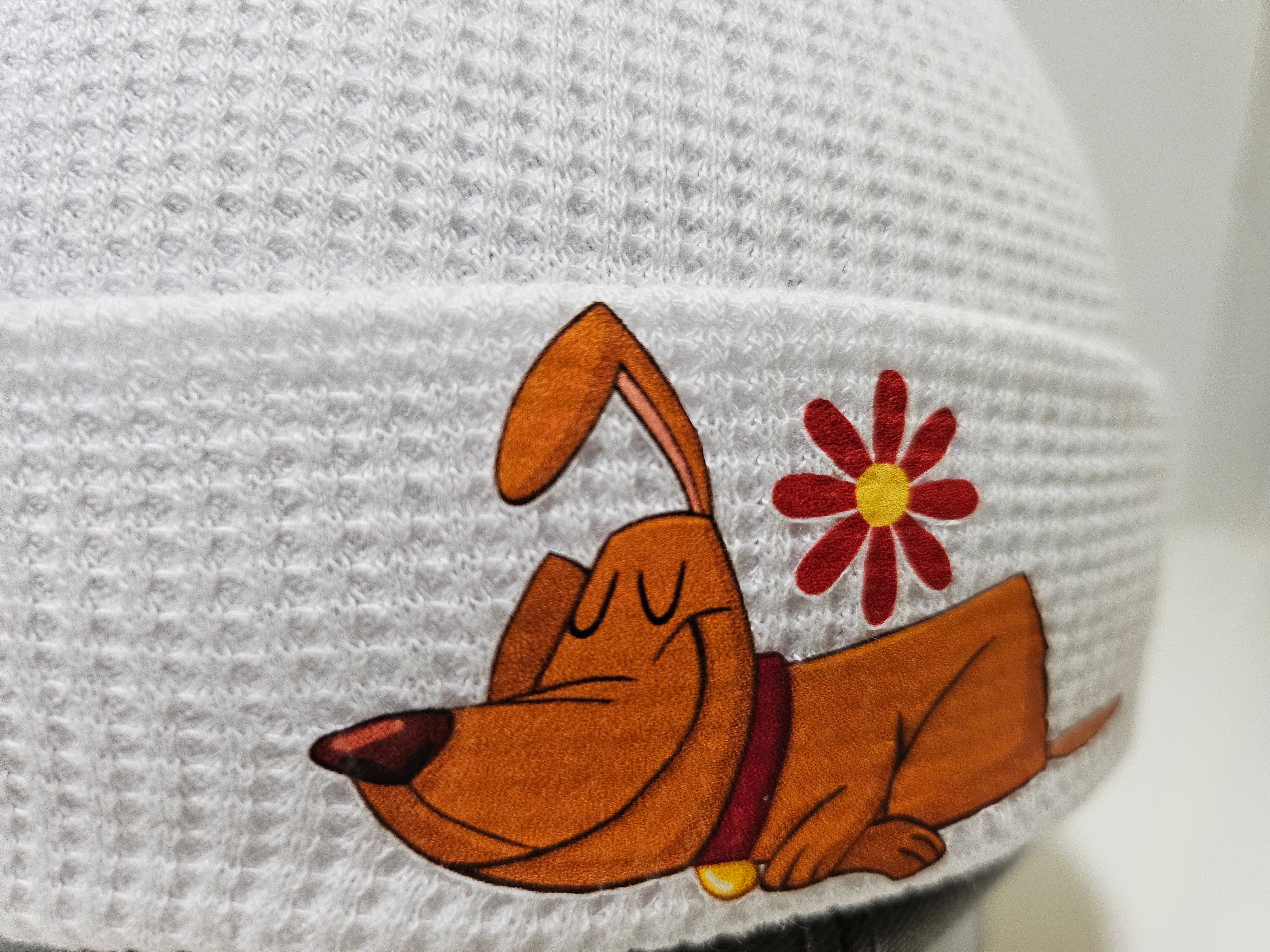 Dog illustration on a textured white background