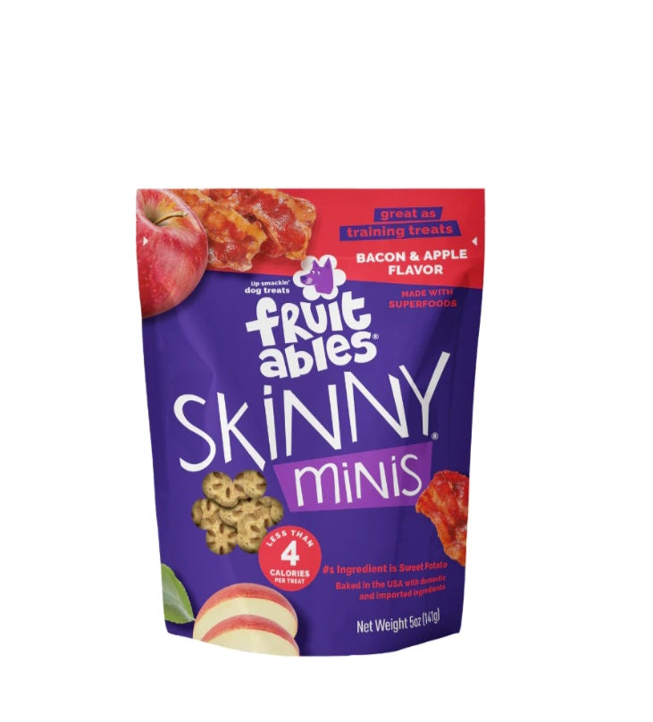 Fruitables Skinny Minis Bacon and Apple Flavor Dog Treats 5 oz