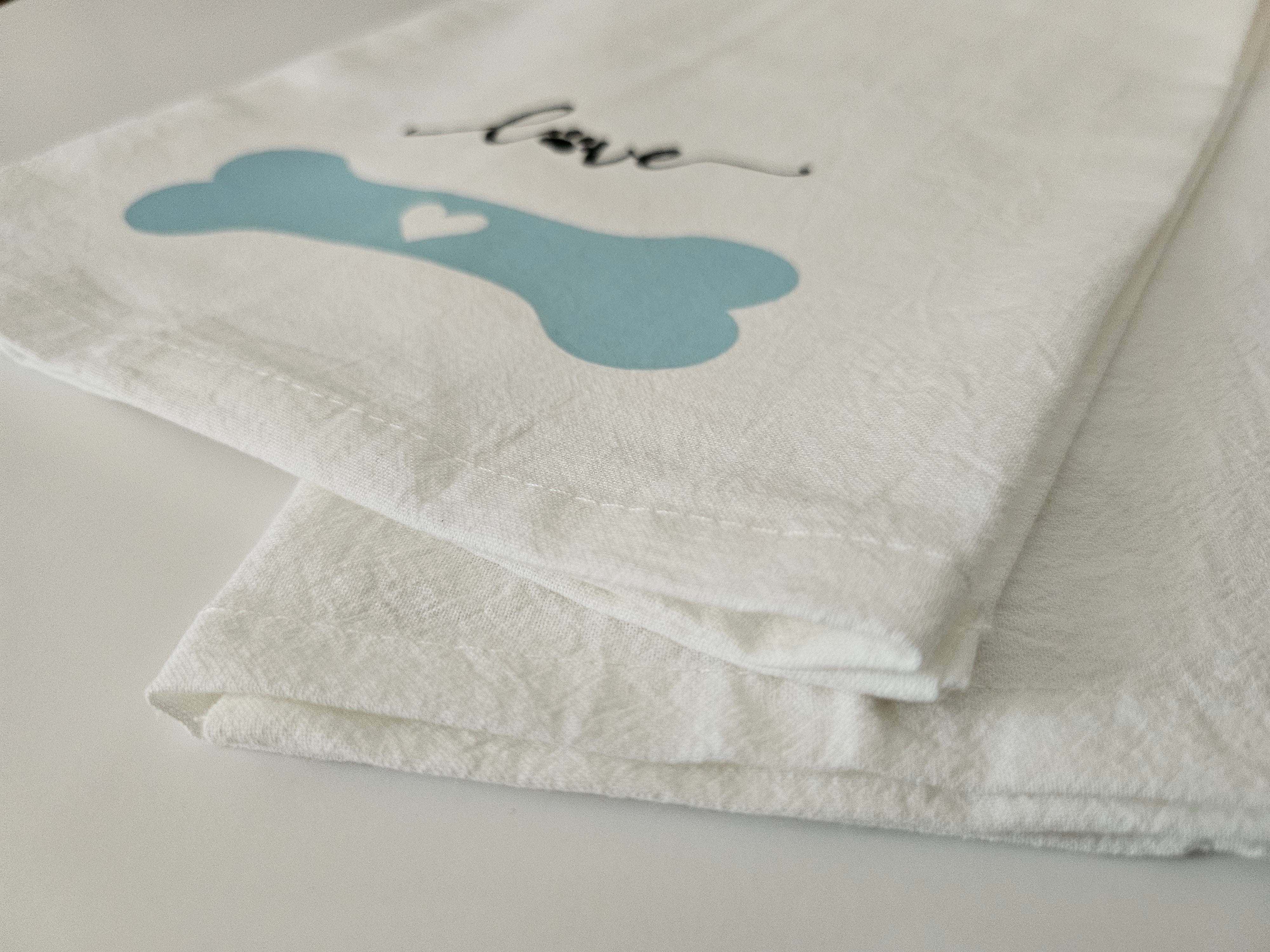 Kitchen Flour Sack Tea Towel 27" X 27" | Blue Dog Bone