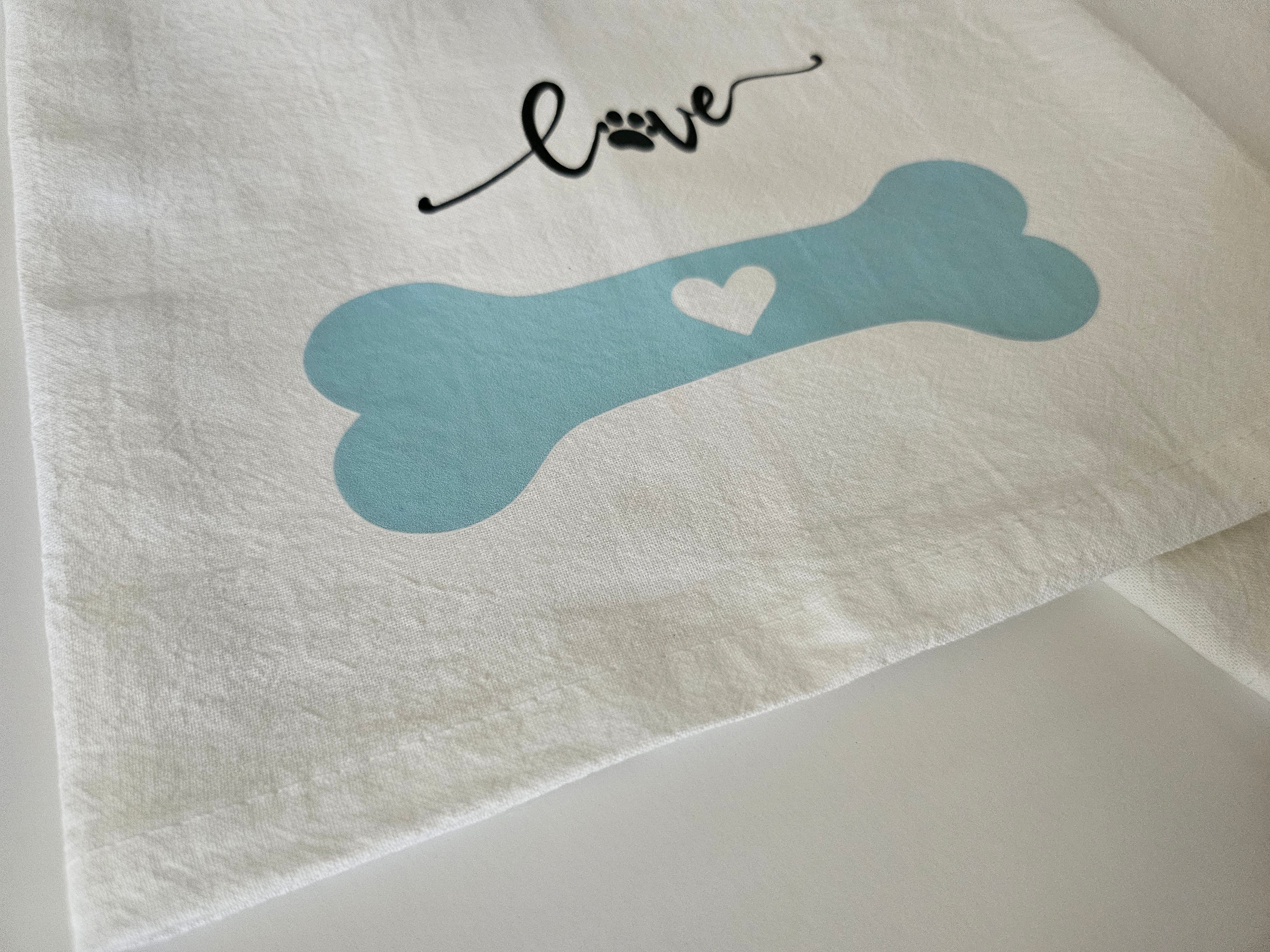 Kitchen Flour Sack Tea Towel 27" X 27" | Blue Dog Bone