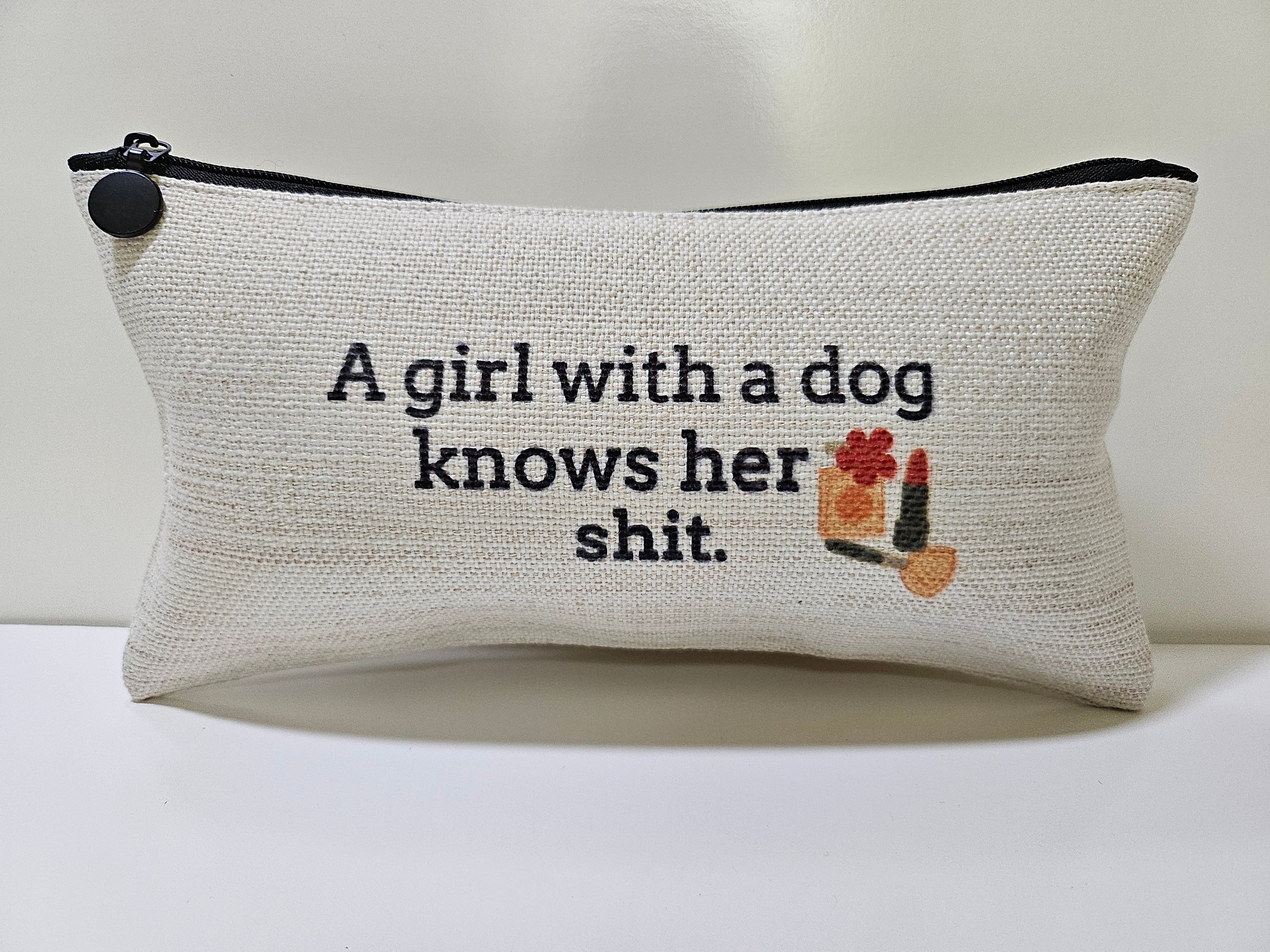 Linen Make Up Bag " A Girl with a Dog "