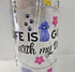 'Life is Good with My Dog' Glass Can with Bamboo Lid & Glass Straw 16 oz