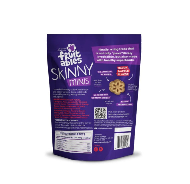 Fruitables Skinny Minis Bacon and Apple Flavor Dog Treats 5 oz