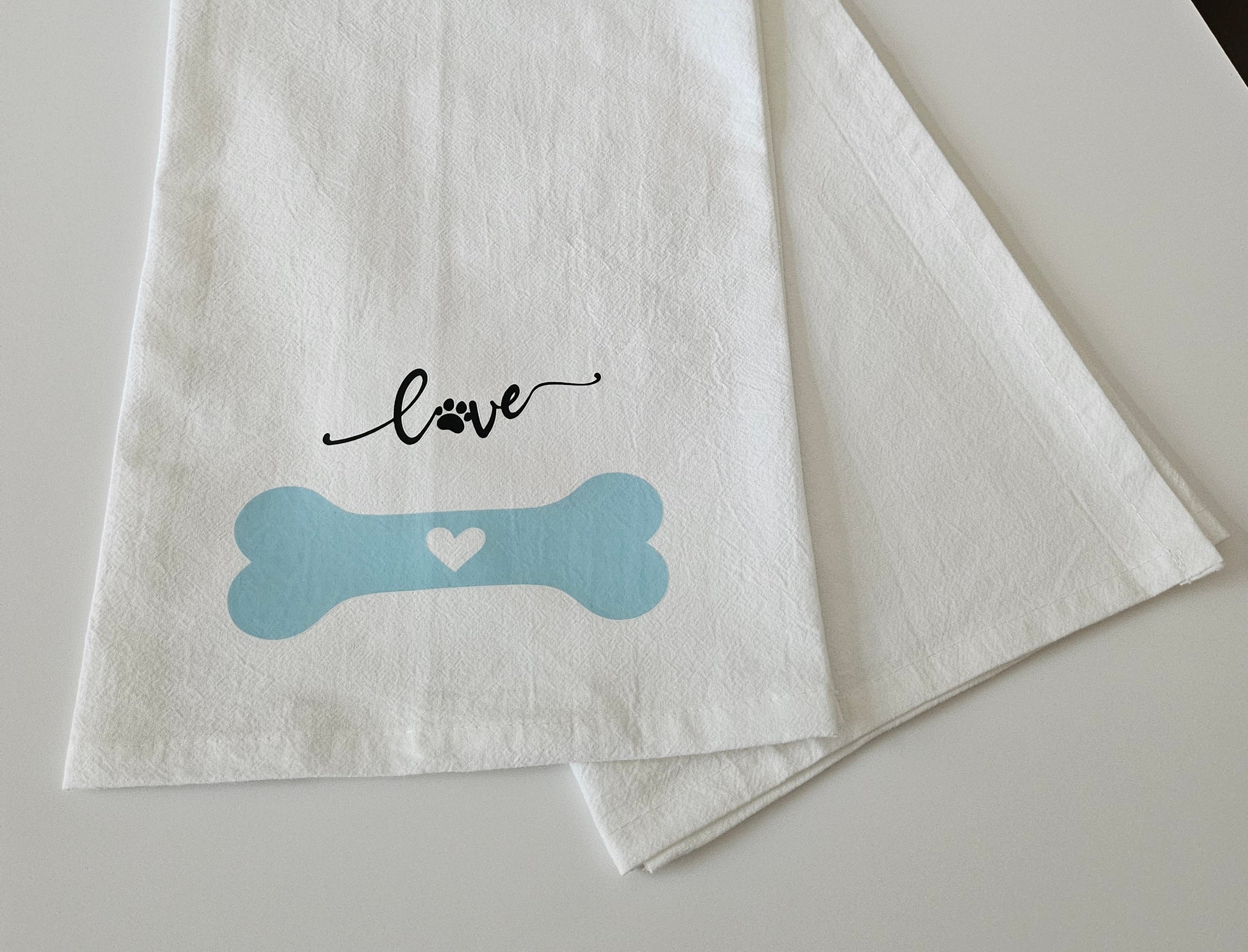 Kitchen Flour Sack Tea Towel 27" X 27" | Blue Dog Bone
