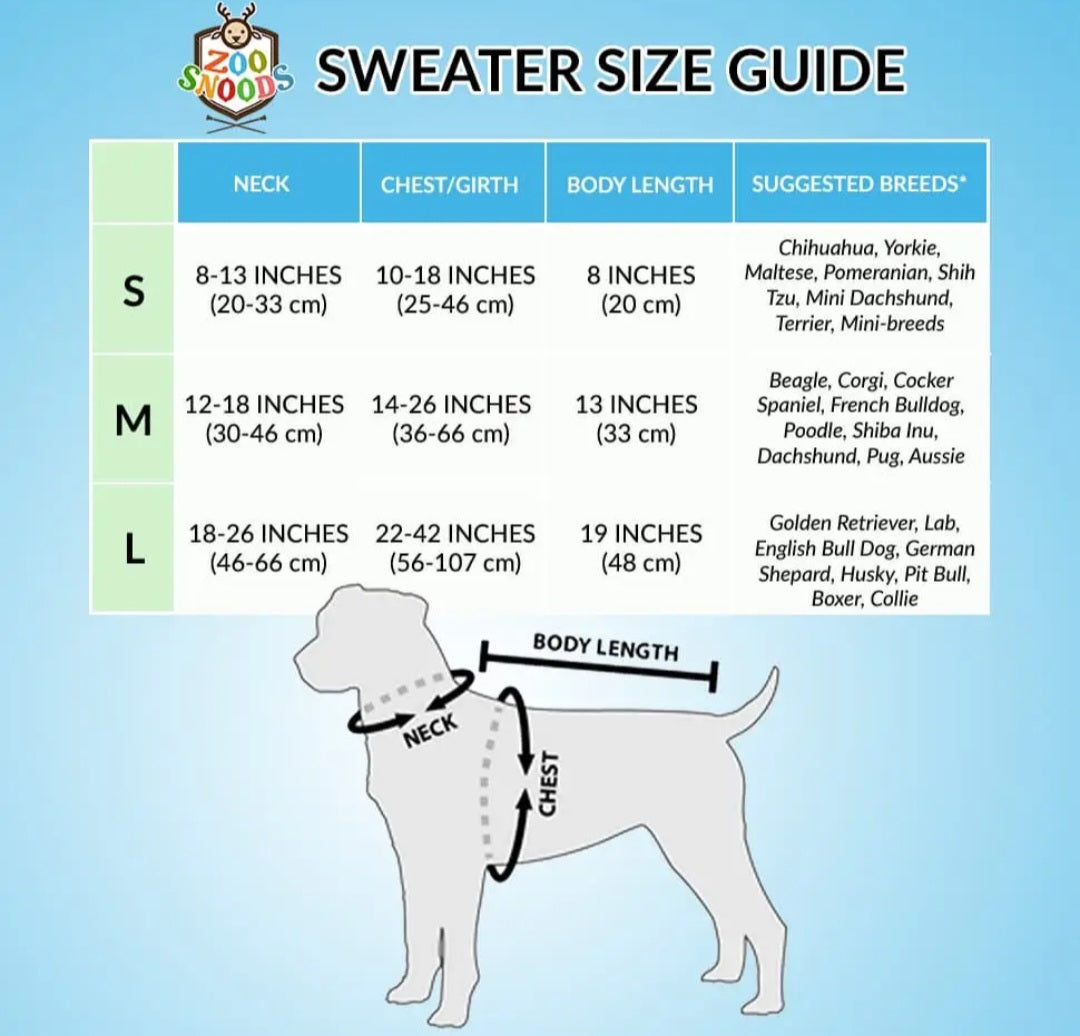 Snoods Zoo Sweaters for Dogs