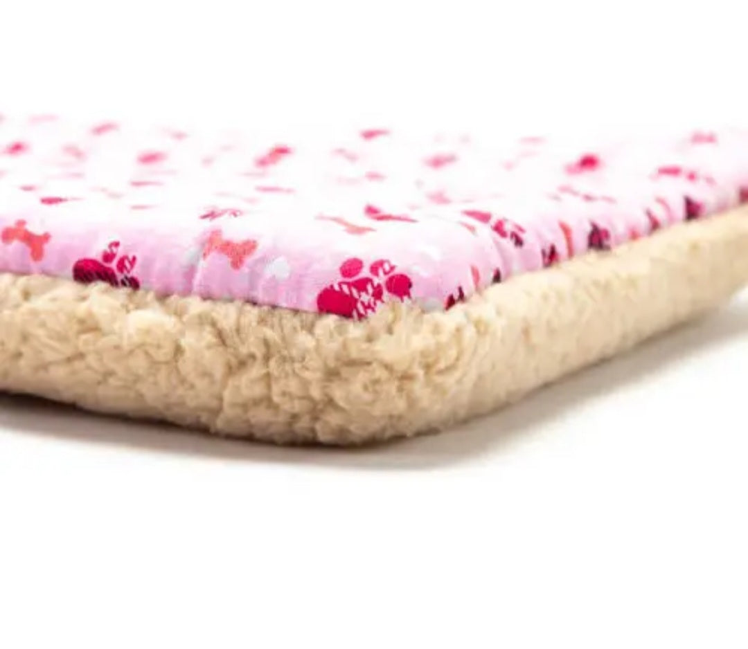 Mutts & Mittens Pink Flat Bed for Dogs | Pink Paws Cotton | 16x23