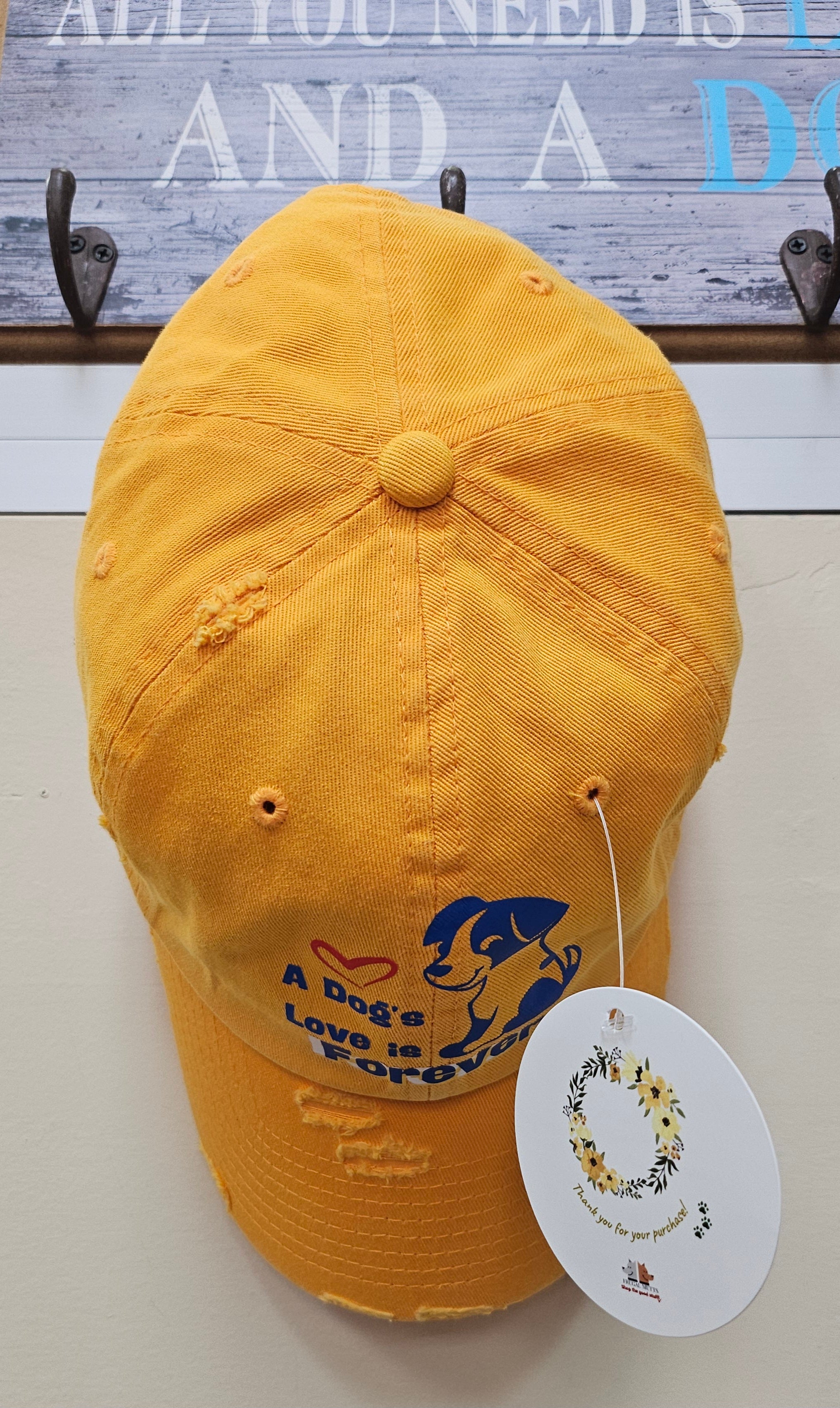 Vintage Style Baseball Cap For Women 'A Dog's Love is Forever'