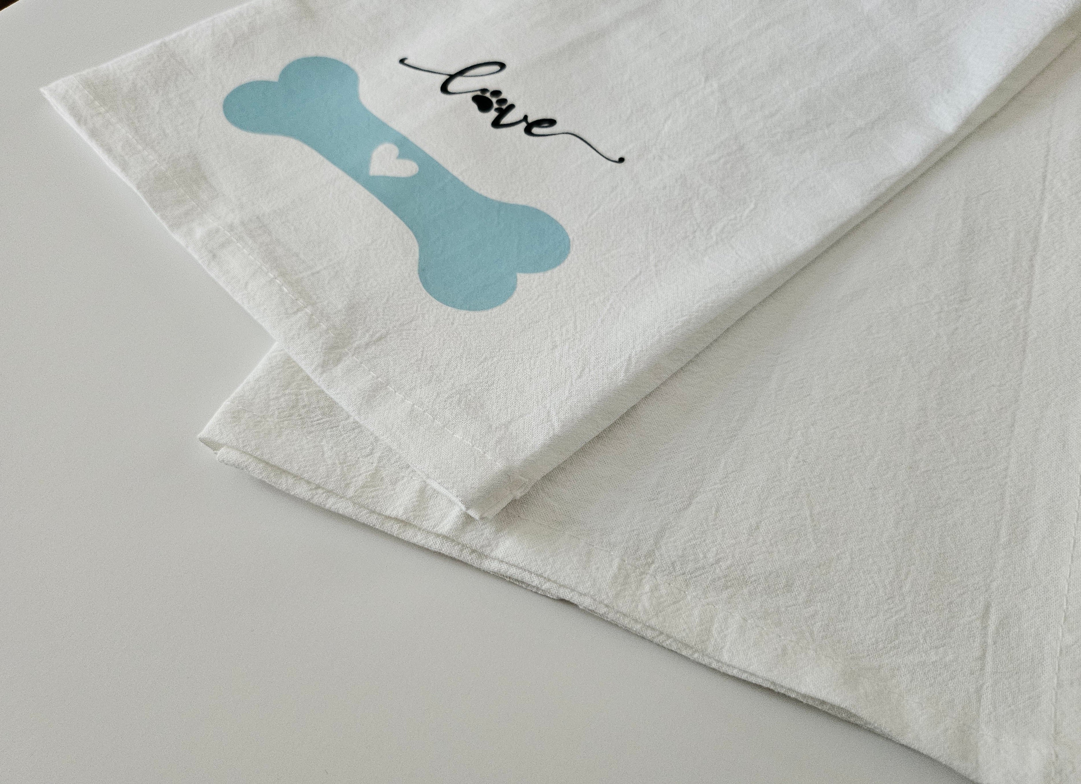 Kitchen Flour Sack Tea Towel 27" X 27" | Blue Dog Bone