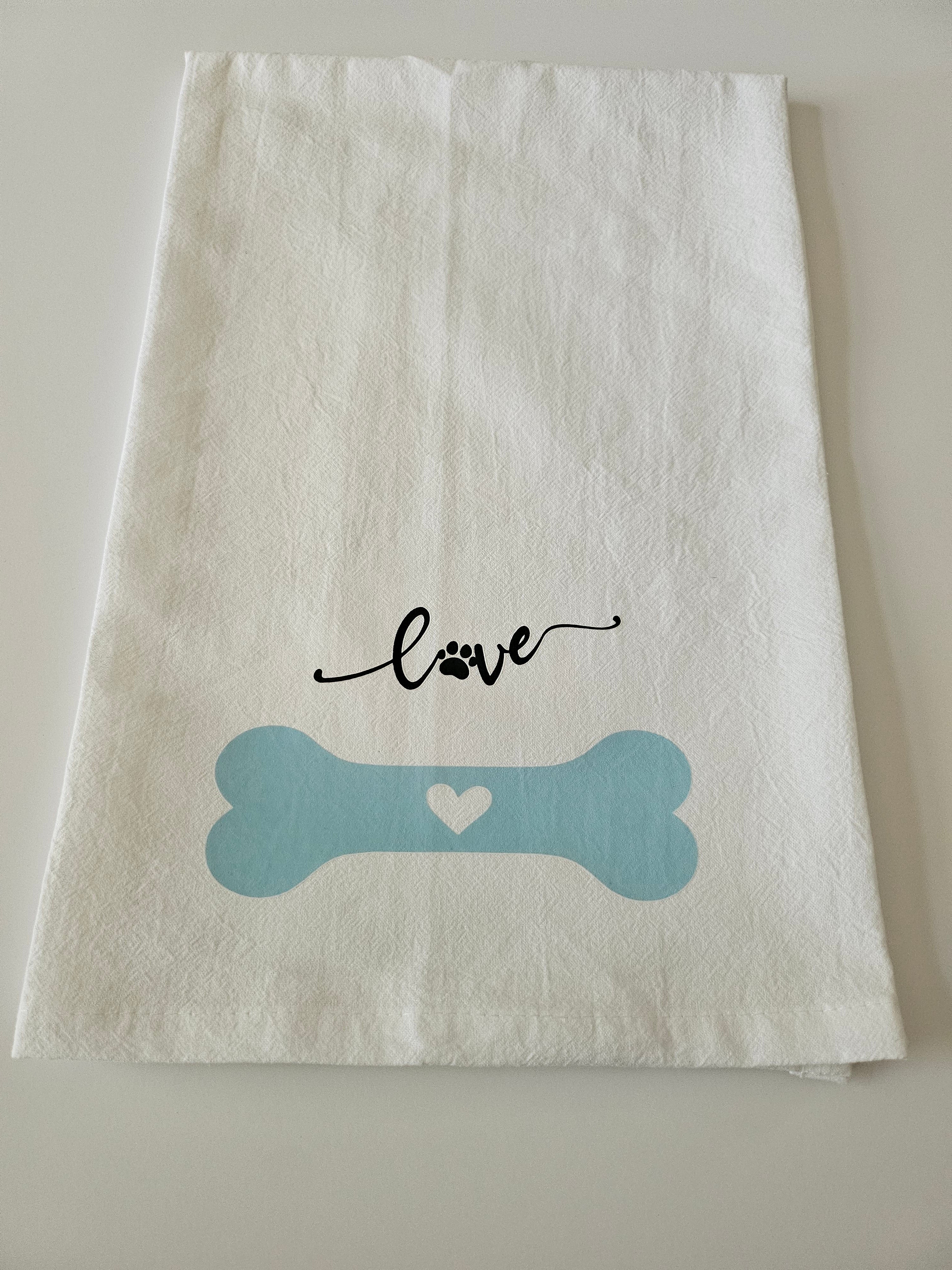 Kitchen Flour Sack Tea Towel 27" X 27" | Blue Dog Bone
