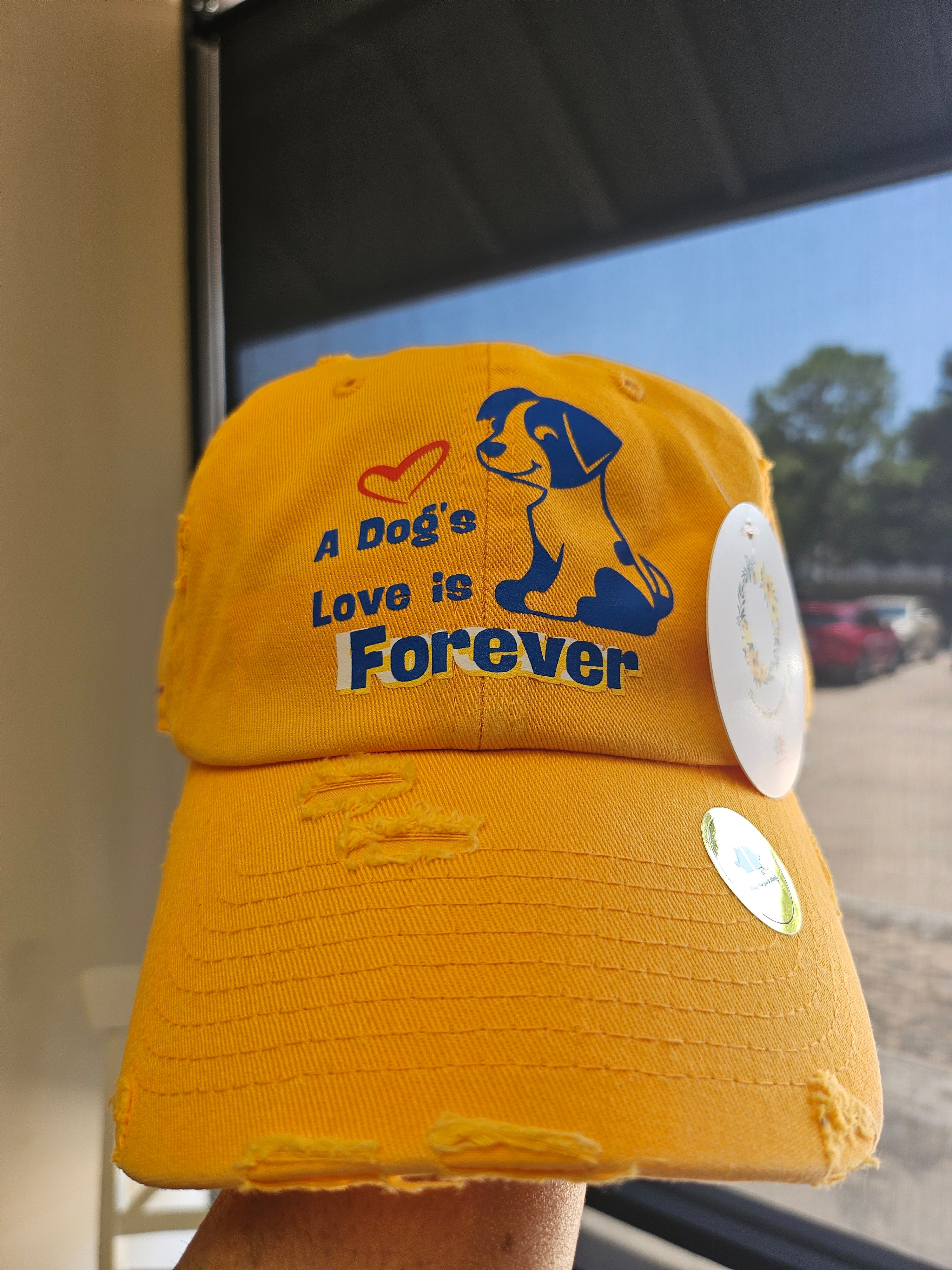 Vintage Style Baseball Cap For Women 'A Dog's Love is Forever'